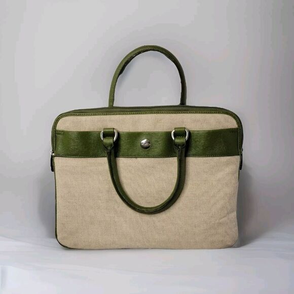 Knomo London Avignon W 13"H 10”‎ Laptop Bag, Natural/Green